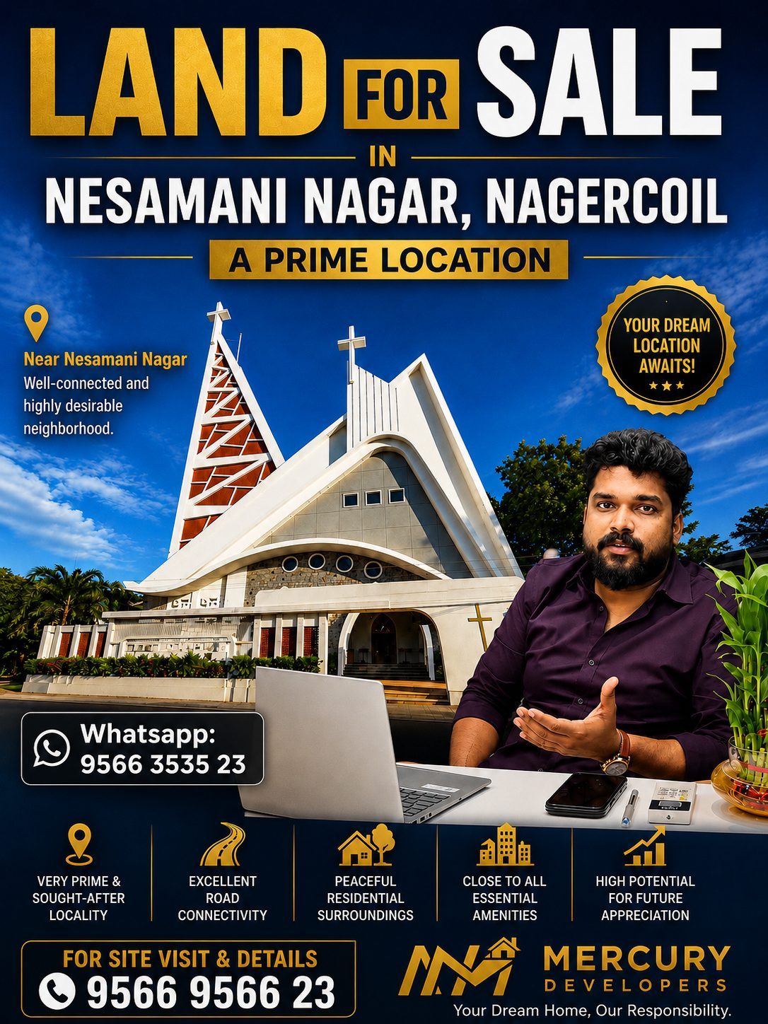 🔥 PRIME LAND FOR SALE – NESAMONY NAGAR, NAGERCOIL - ₹28 Lakhs per Cent🔥 in Nagercoil
