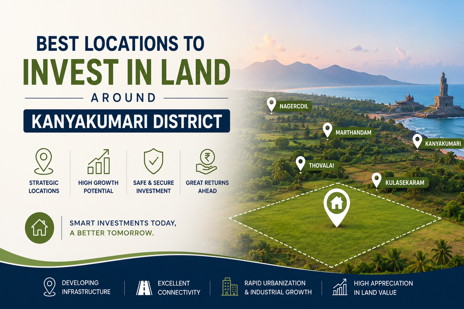 Best Locations to Invest in Land Around Kanyakumari District